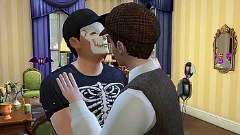Car Toon In Spooky Sims Trailer - Hunk Fucks Stepbrother - 18 Year Old Twink - Cock Sucking - Halloween Sims
