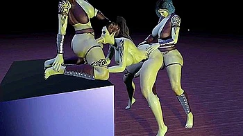 Standing Fuck With 3 Futanari Ork Dickgirls