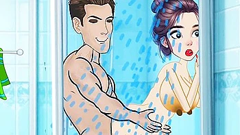 Car Toon In Fucking Wife Under The Shower, Inserted Huge Dick Inside Girls Pussy