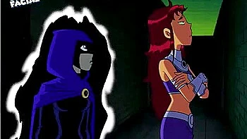 Lesbian Anime: Girlfriends Starfire And Raven Fuck With Strapon