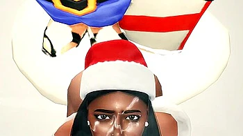 Cheating Ebony Wife Takes Santas Big Cock Ft. Pornstar