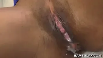 Interracial huge load of cum inside pussy!