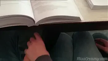 Teacher jerks off a student's cock in classroom during university class - MissCreamy