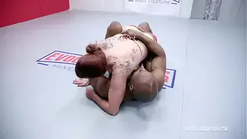 Naked Wrestling Fight as Bella Rossi serves BBC stud Will Tile after a loss