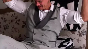 Handsome Male Businessman Jerk off a Big Cock after a Working Day and Cum on himself