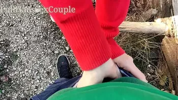 I Spy A Petite In The Woods Handjob Cock Cumshot