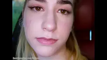 19 Year-old submissive drinks piss in woods, then crawls to the farm for her domination session