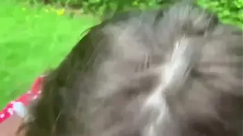 Dyke sucks sloppy dick on park bench