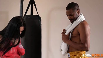 Busty Body Painted Babe Kira Queen Takes A Pounding From BBC Boxing Trainer GP2485