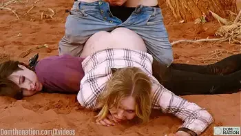 Rebel Rhyder pressed into the dirt and ass fucked hard while cuck Brooke Johnson gets nothing: a Domthenation anal BDSM documentary