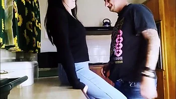 Amateur Homemade Sex: Friend Fucks MysticBella Doggy Style in Kitchen While Husband Watches