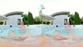 Blonde milf outdoor pool vr: Blowjob, Doggy  Handjob Porn