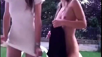 Two Sluts In The Backyard Showing Themselves On Webcam: Amateur, Masturbation  Lesbian Porn