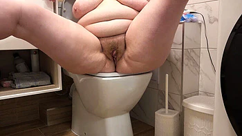Chubby MILF with Hairy Pussy Pissing and Dirty Talk in Toilet Solo
