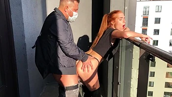 Smoking Fuck on Balcony: Blowjob, Doggy  Cowgirl Porn