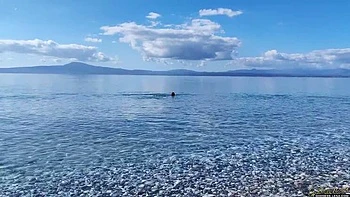 Amateur MILF Goddess Lena Naked Beach Masturbation with Big Natural Tits & Foot Fetish