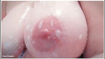 Arya Grander - Natural Boobs Tease. Bathroom Pleasure. Close Up