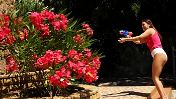 Two cute girls, Angel Rai and Elise Moon, finger each other’s pussies hard.