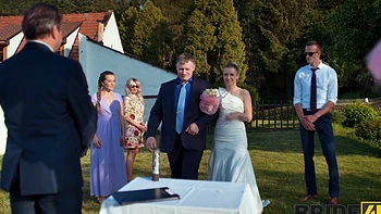 Andrea and her masked groom fucked outdoors on their wedding day