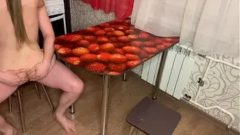 Invited a friend to visit and after a glass of wine, fucked her right on the table