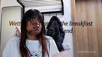 Wetting Jeans At The Breakfast With Her Girlfriend
