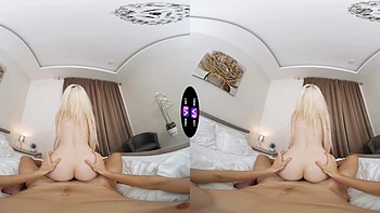 A lucky guy fucked his blonde girlfriend with big boobs