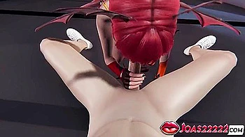 Car Toon - Halloween 3d Hentai Shermie As A Seductive Red Succubus With Big Tits, Offering Intense Blowjob, Sitting Handjob, And Cumshot