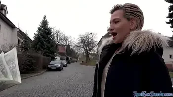 Hot blonde milf with nice tits gets picked up and fucked