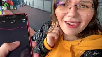 I control her pussy in public with a lovense lush - she moans and is embarassed