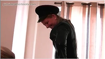 Kinky Leather Clad Femdoms Make Inmate Slave Lick The Cream Off Their Boots