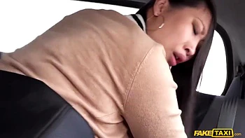 Half-naked Brunette Opens Her Ass And Pussy For A Driver