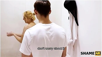 Boy Lets Stepmoms Sexy Girlfriend Take A Shower At His Place