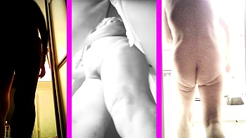 Ugly mother Yoriko, 73 years old, undressing, 3 screen voyeu