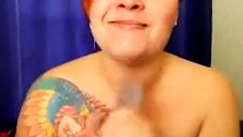 Redhead BBW Deepthroats Her Sex Toys on Webcam