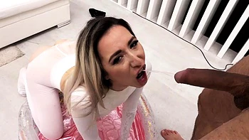 Blonde lesbi babes in white stockings have oral sex