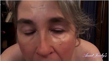 Aunt Judys - Judys - 50yo Full-bush Step- Grace Jacks You Off & Sucks Your Cock
