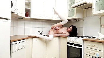 Flexible skinny brunette Wensday K knows how to touch herself