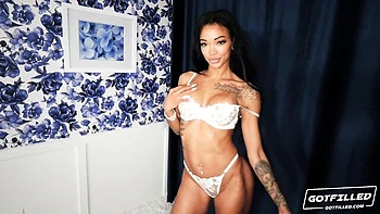 Godlike ebony model Harley Dean is enjoying this huge wiener