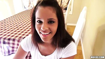 Aria Salazar swallows tasty cumshot load after hard doggy style sex