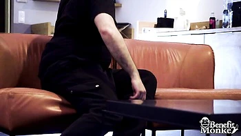 Handcuffed dude gets a nice blowjob from a hot blonde Amy Douxxx