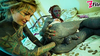 Filly inked babes Anuskatzz and Lily Lu both love fucking with a dildo