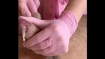 Cumshot Compilation during depilation and intimate haircut at the Russian master SugarNadya