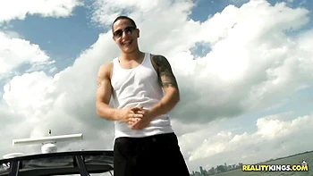 Outdoor fuck in the sideways pose with a hot model Haley Sweet