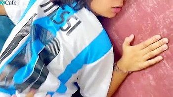 Handsome Lad Fucked His Sexy Slim Latina Step-sis While They Were Watching A Football Match On Tv