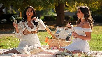 Two cute girls have a fun and passionate experience with each other, showcasing their chemistry.