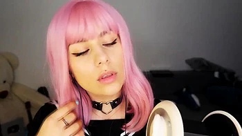 Pink hair babe ear licking: Amateur, Solo  Tease Porn