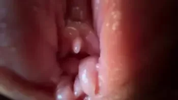 Close-up wet juicy pussy spreading, teen bitch ready to fuck