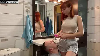 Mouth Instead Of A Trash Can For Toothbrushing Spitting And Nail Dust Watered By The Golden Shower Of Mistress Kira