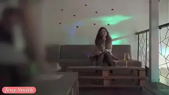 Jeny Smith teasing a stranger. Then he strokes her in a Night Club