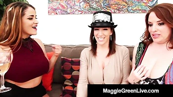 Party video with natural Sara Jay and Maggie Green from Maggie Green